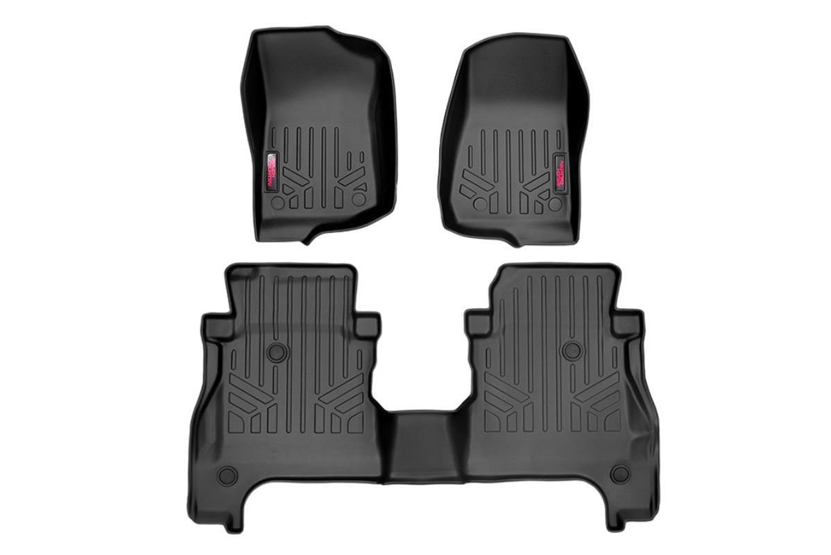 Jeep Gladiator Floor Mats - Front + Rear - Rough Country - RR Lockable - '20-'23